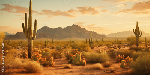 Cactus in the desert nature background