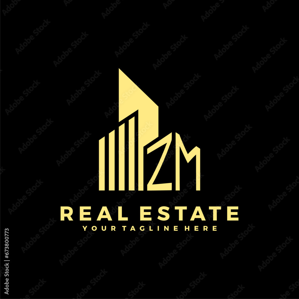 ZM Initials Real Estate Logo Vector Art  Icons  and Graphics