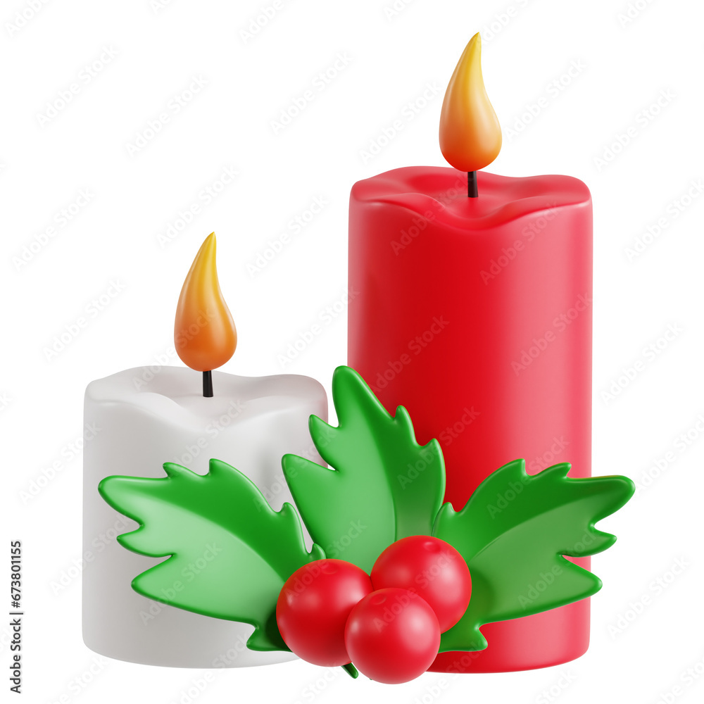 3D Illustration of Glowing Candle for Christmas Holiday 3D Illustration of Glowing Candle for Christmas Holiday