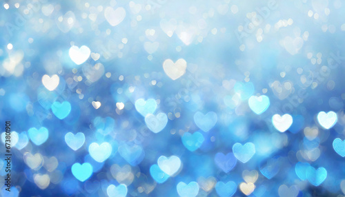 blue heart shaped bokeh background decoration valentine day concept