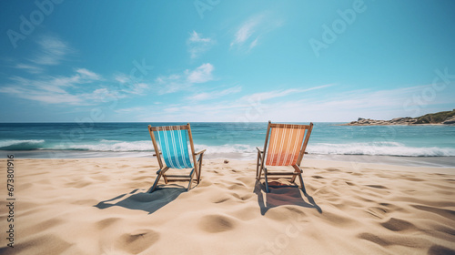 lounge chairs on the beach © M A G G O 