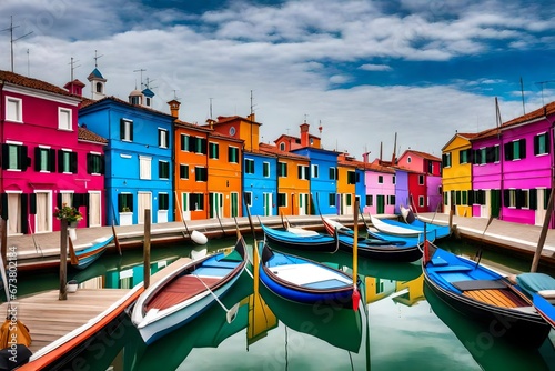 Most colorful places (towns) - Burano island, village with vivid houses near Venice, Italy travel and landmarks, nature