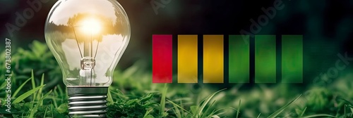 energy rating, eco-efficient light bulbs infographic. Generative ai