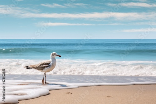 A Majestic Seagull Gazing at the Vast Ocean Horizon © pham