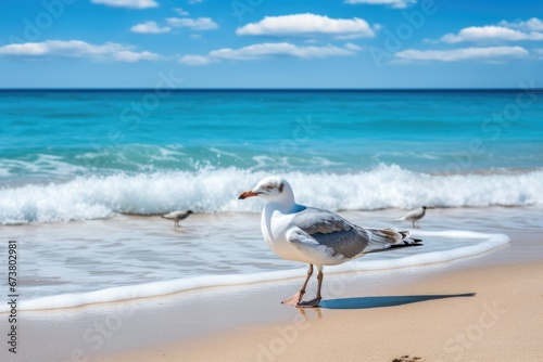 Seagull s Serene Stance on Sandy Shore
