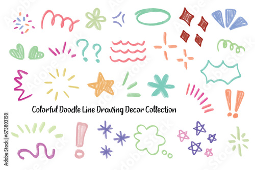 Aesthetic Abstract Crayon Line Drawing Collection