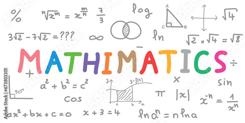 Scientific background with mathematical formulas. Mathematics equations and formula. Geometry background, formulas, shapes and graphics. Math resources for teachers and students. Vector illustration.