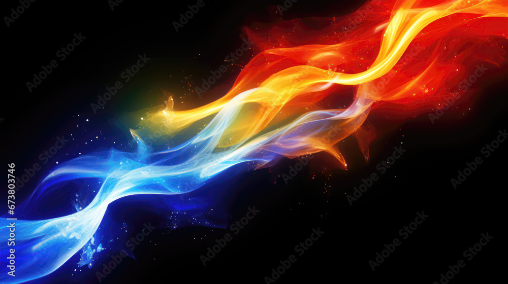 Abstract fire flame on black background, vector illustration