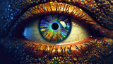 Close up of human eye with colorful iris