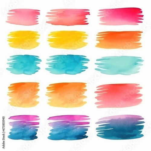 Vibrant Palette of Multicolored Paints on a Clean Canvas