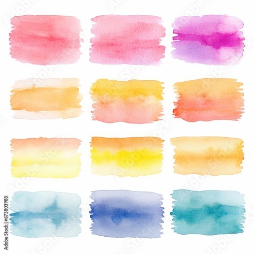 A Vibrant Collection of Watercolor Stains in a Variety of Hues photo