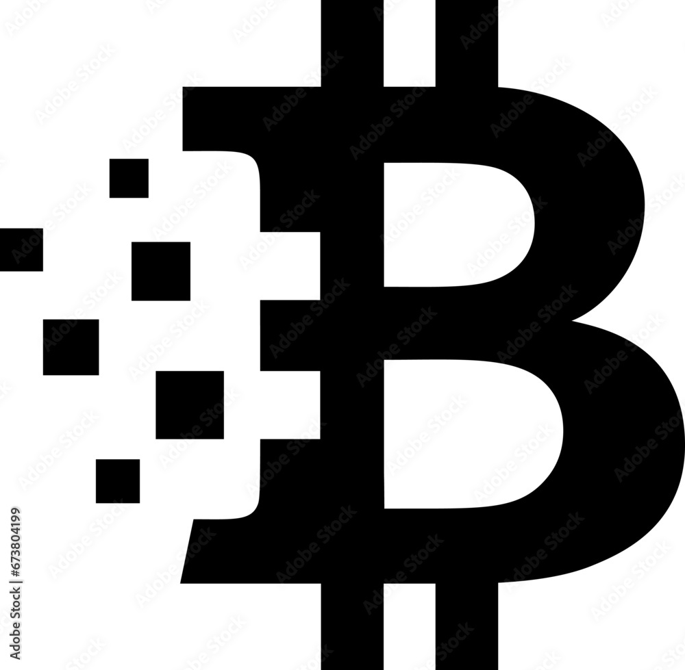 Bitcoin crash icon with disappearing currency symbol Bitcoin crash icon with disappearing currency symbol