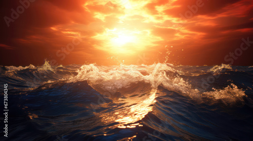 Sea waves at sunset