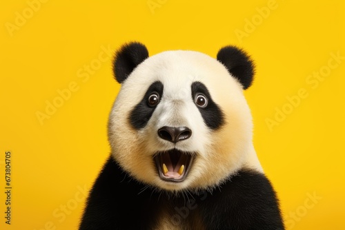 A Majestic Panda Bear Captivating with Its Wide-Open Mouth