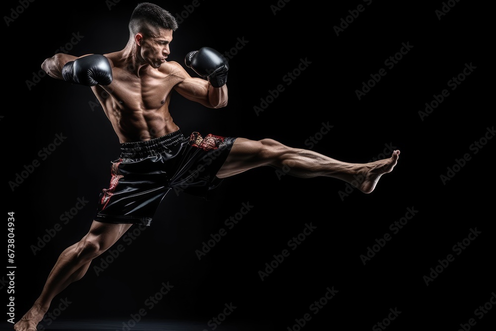 A Man Performing a High Kick with Precision and Strength
