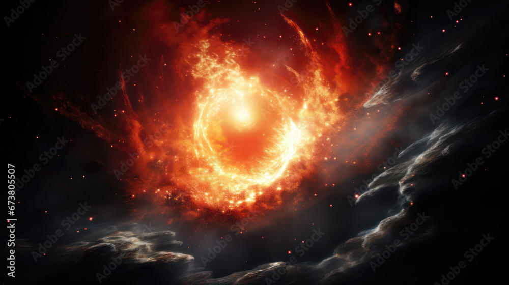 Fototapeta premium Fiery star explosion in space