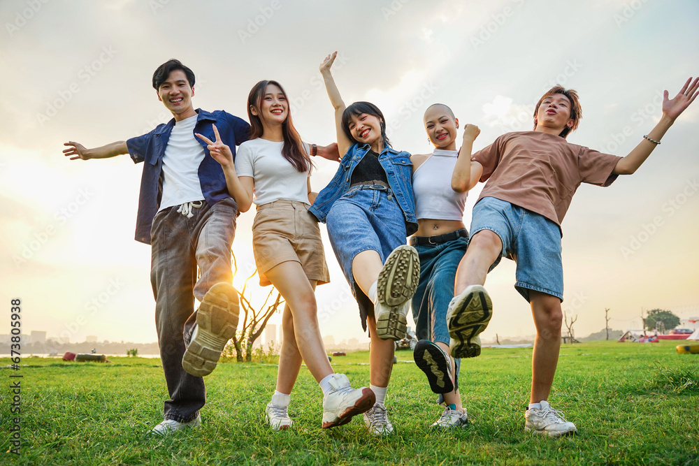 Obraz premium Image of a group of young Asian people laughing happily together