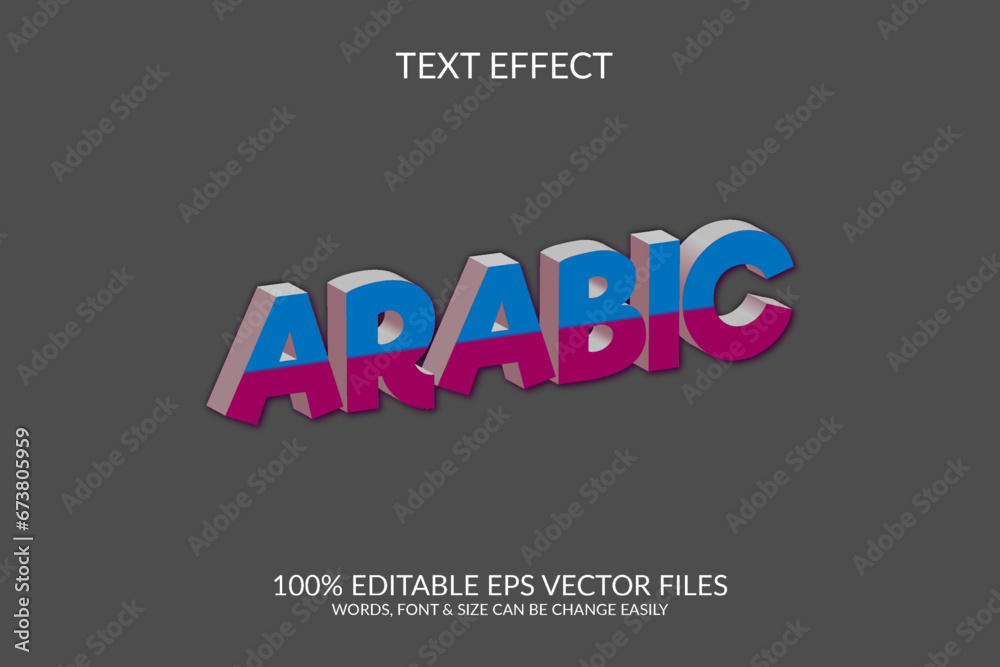 Fototapeta premium Arabic language day 3d vector eps fully editable text effect illustration template.
