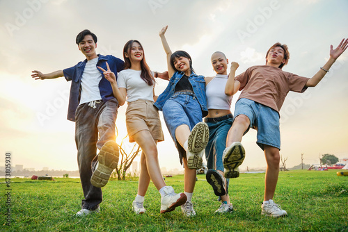 Image of a group of young Asian people laughing happily together