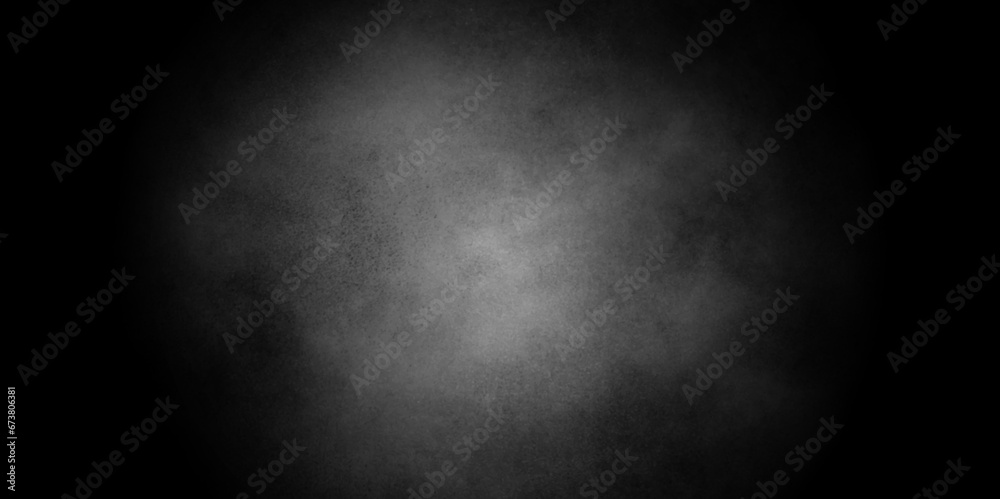 Abstract design with grunge black and white background . Old cement wall . scary dark texture of old paper parchment and .decorative plaster or concrete with vignette paper texture design .Dark wall	 - obrazy, fototapety, plakaty 