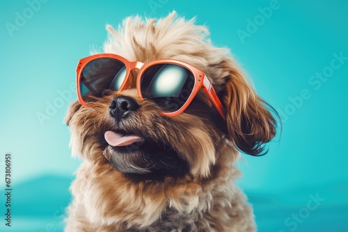 Cool Canine in Shades and Tongue Wagging © pham