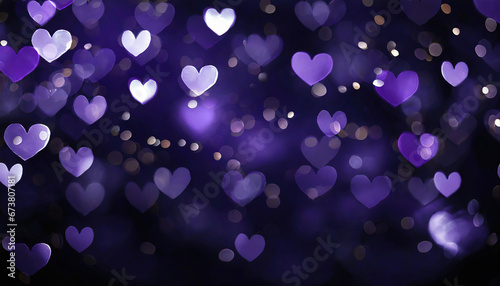 purple heart shaped bokeh background decoration valentine day concept