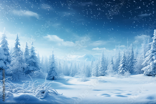 Winter forest landscape. Beautiful winter landscape with snow on the trees.  © BlazingDesigns