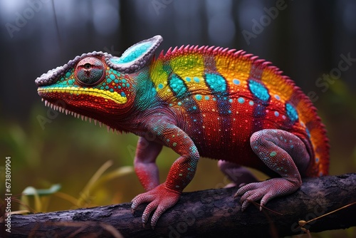 A Colorful Chameleon Blending with Nature s Palette
