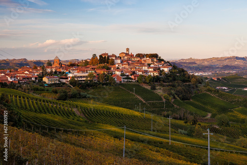 vineyards near Verduno in Barolo, Piedmont in autumn photo