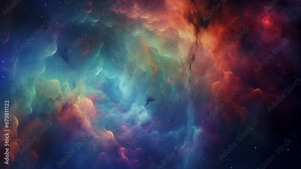 galactic night sky. Colorful Deep Space Nebula with electric blue light. wallpaper concept