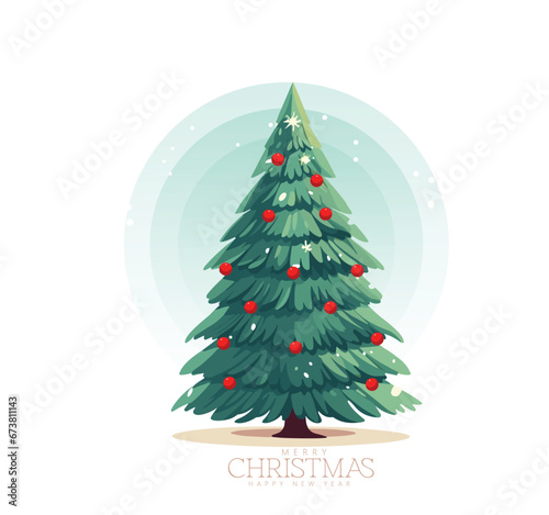 Merry Christmas and New Year  Xmas tree  holiday composition. Greeting card  banner  poster
