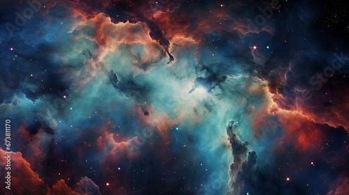 galactic night sky. Colorful Deep Space Nebula with electric blue light. wallpaper concept