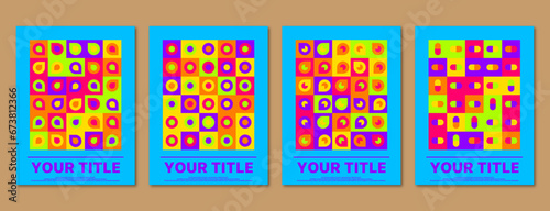 Set of geometric posters, abstract minimal poster templates, Y2K theme. for poster art design, magazine, book cover, hi-tech print, cover artwork, background, wallpaper, and others.