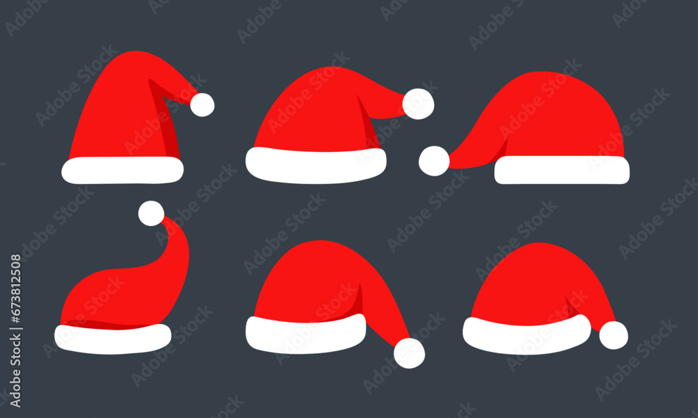 Santa Claus hat collection, vector, illustration, flat design Santa Claus hat collection, vector, illustration, flat design