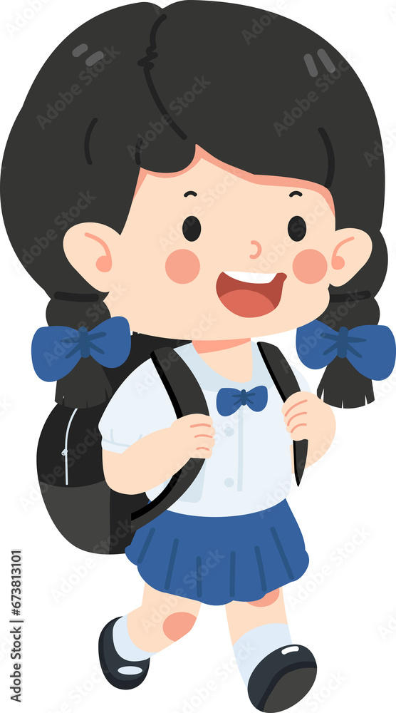 Kid Girl student with backpack education concept Kid Girl student with backpack education concept