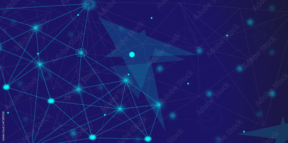 Digital plexus of lines and dots background. Connected polygons plexus abstract background. 