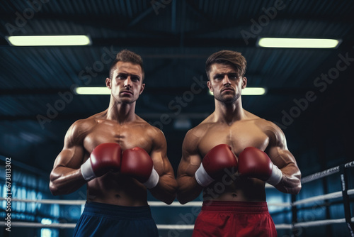 Two Men Engaged in a Fierce Boxing Match