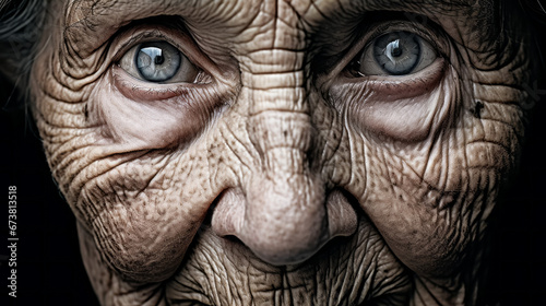 Face of an old woman. Close up. Toned.