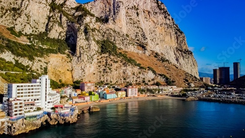 Aerial view of the Catalan Bay in Gibraltar in summer