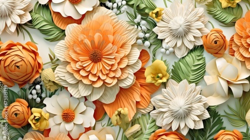 3d floral craft wallpaper background, 3d flowers