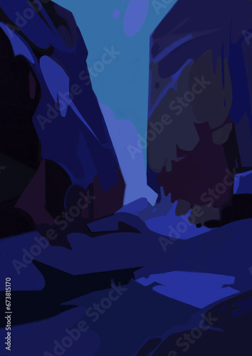The background, template or wallpaper is made in a saturated bright blue color, with the use of mystical forms, silhouettes to further fill them with a plot