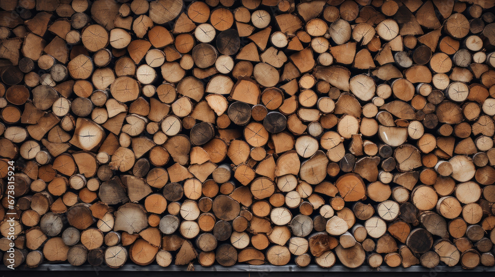 firewood stacked near the wall close-up firewood stacked near the wall close-up