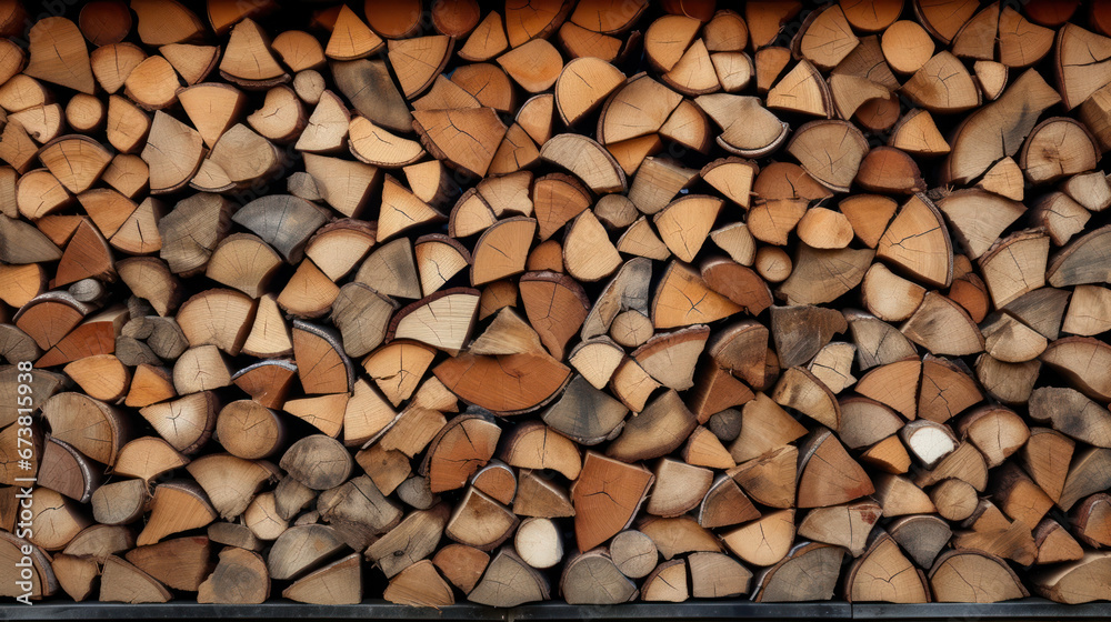 firewood stacked near the wall close-up firewood stacked near the wall close-up