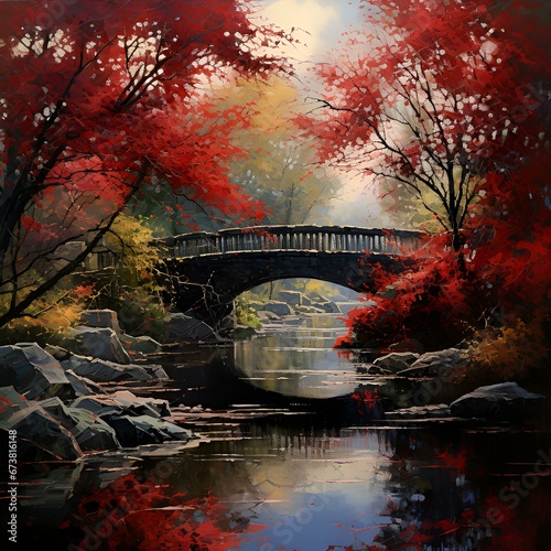 Autumn scenery with a bridge