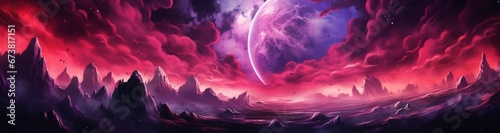 Purple Sci-Fi Planet and Cosmic Moonscape