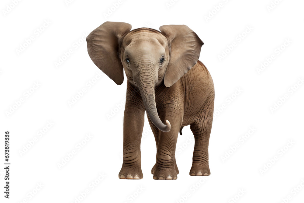 Baby Elephant's Trunk Learning Process -on transparent background