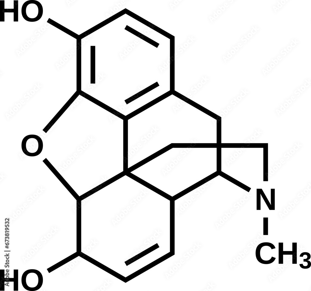 Morphine structural formula, vector illustration Morphine structural formula, vector illustration