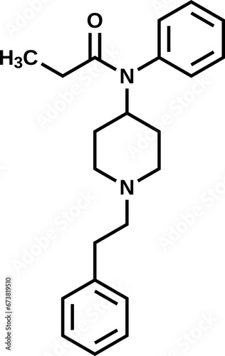 Fentanyl structural formula, vector illustration