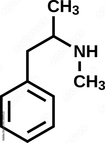 Methamphetamine structural formula, vector illustration