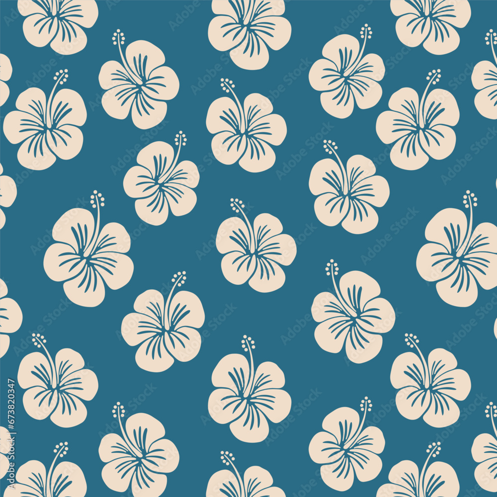 flower seamless tropical pattern summer illustration print graphic beach design vintage cloth retro